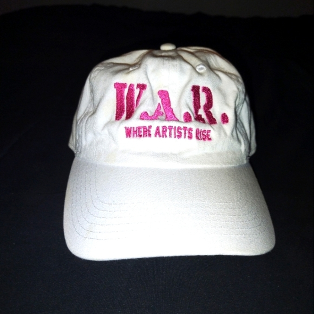 Adjustable Dad Hat “W.A.R. Where Artists Rise” White & Pink WAR